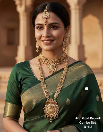 High gold rajvadi combo set D 112 Affordable imitation jewellery market in Delhi